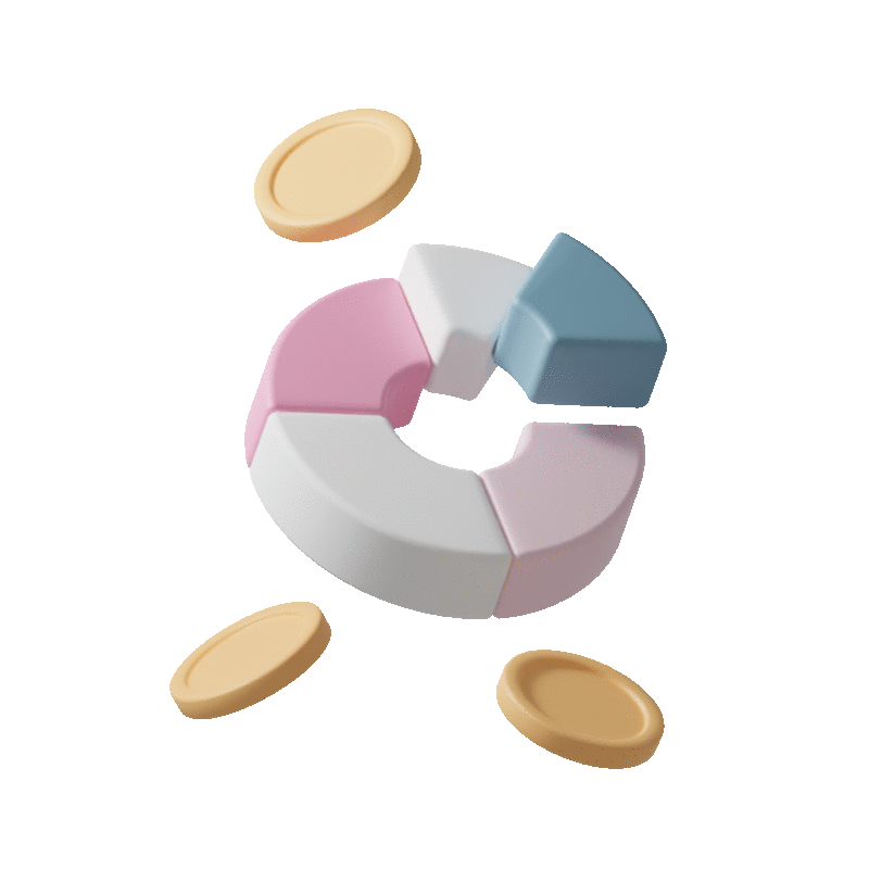 Gráfico girando em loop com moedas em seu entorno
